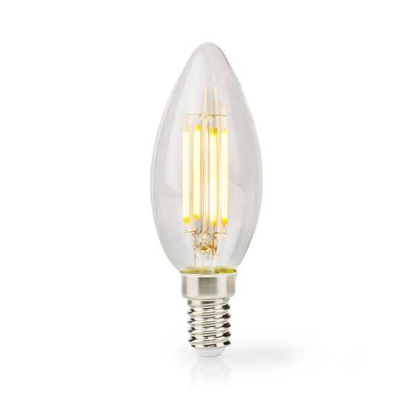 Lampada Led E14 | Ljus | 4,5 W | 470 Lm | 2700 K | Dimbar | Varm Vit | Retrostil | 1 St. | Tydlig-image