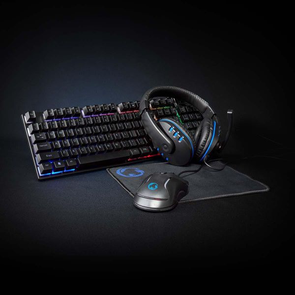 Kit Combinato Da Gioco | 5 In 1 | Tastiera, Cuffie, Mouse E Tappetino Per Mouse | Nero | Qwerty | Layout Usa-image