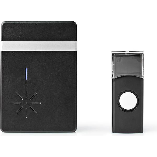 Campanello Senza Fili | Alimentazione A Batteria | 3 V Dc | 1X CR2032 | Volume: 80 Db | Portata Del Segnale: 300 M | IP44 | 36 Melodie | 1 Ricevitore | Nero-image