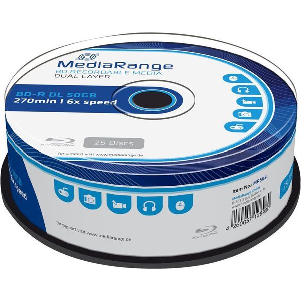 Mediarange BD-R Dual Layer 50GB 6X Velocità 25Er Cakebox-image