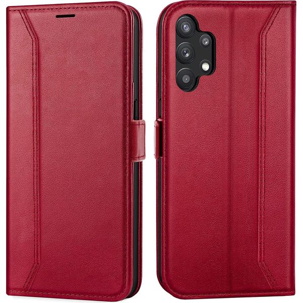 Custodia Per Cellulare Per Samsung Galaxy A13 4G Cover Flip Case Pieghevole Cover Protettiva, Rosso-image
