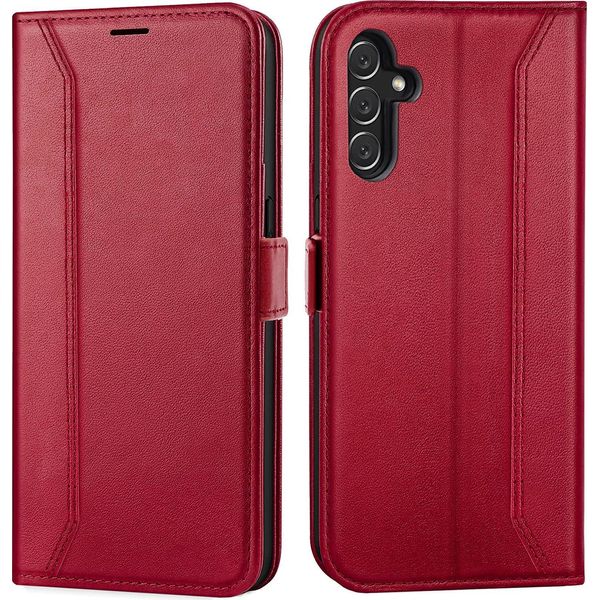 Custodia Per Cellulare Per Samsung Galaxy A13 5G / A04S Cover Flip Case Pieghevole Custodia Protettiva, Rosso-image