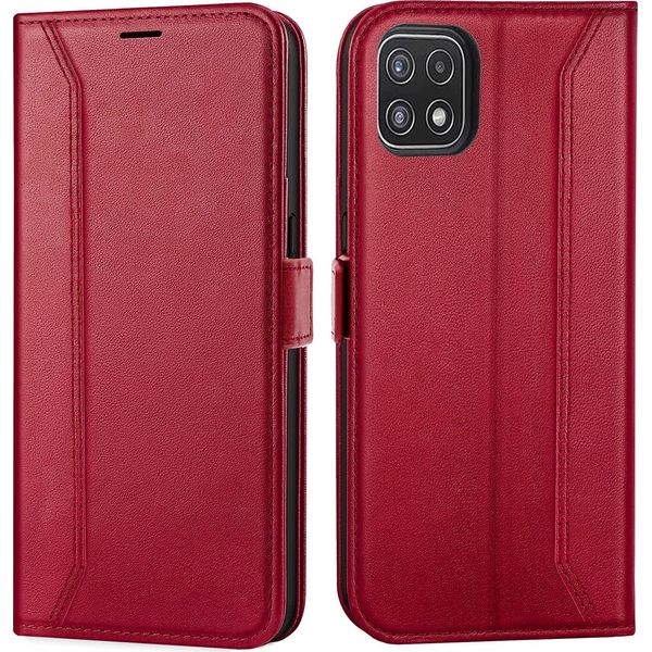 Custodia Per Cellulare Per Samsung Galaxy A22 5G Cover Flip Case Pieghevole Cover Protettiva, Rosso-image