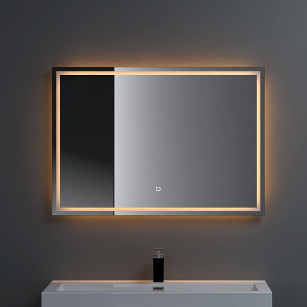 Doporro Specchio Bagno Led 100X80 Cm Rettangolare Retroilluminato Con Interruttore Tattile, Dimmerabile 3 Colori, Antifog, Memoria, Vetro Temperato Hd - Spiegel02-image