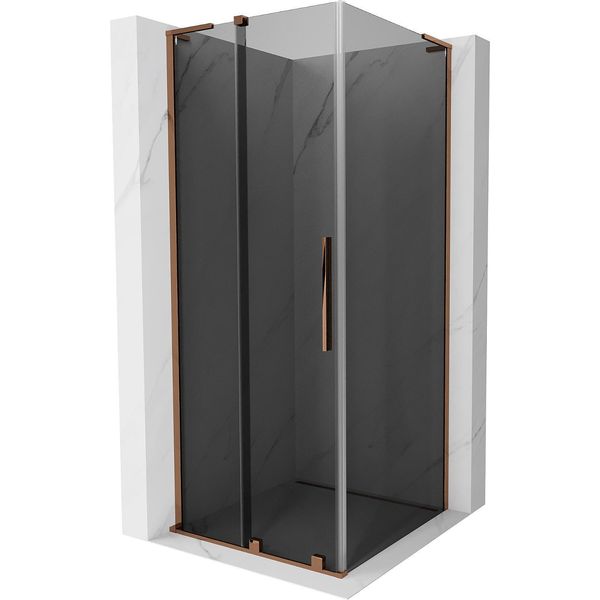 Mexen Velar L Cabina Doccia Scorrevole 90 X 90 Cm, Grafite, Oro Rosa - 871-090-090-43-60-image