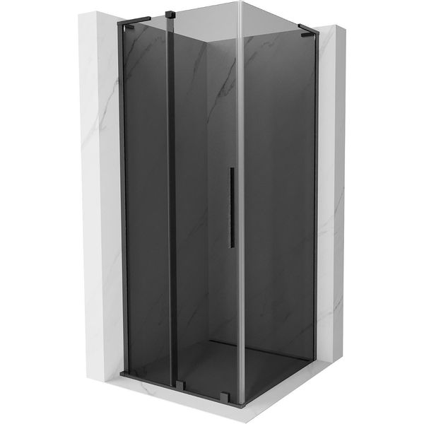 Mexen Velar L Cabina Doccia Scorrevole 90 X 90 Cm, Grafite, Grigio Canna Di Fucile Spazzolato - 871-090-090-43-66-image