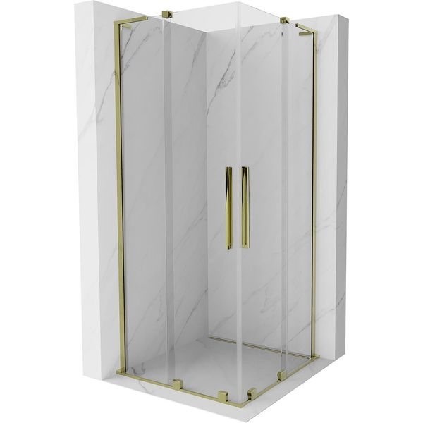 Mexen Velar L Duo Cabina Doccia Scorrevole 90 X 90 Cm, Trasparente, Oro - 871-090-090-02-03-50-image