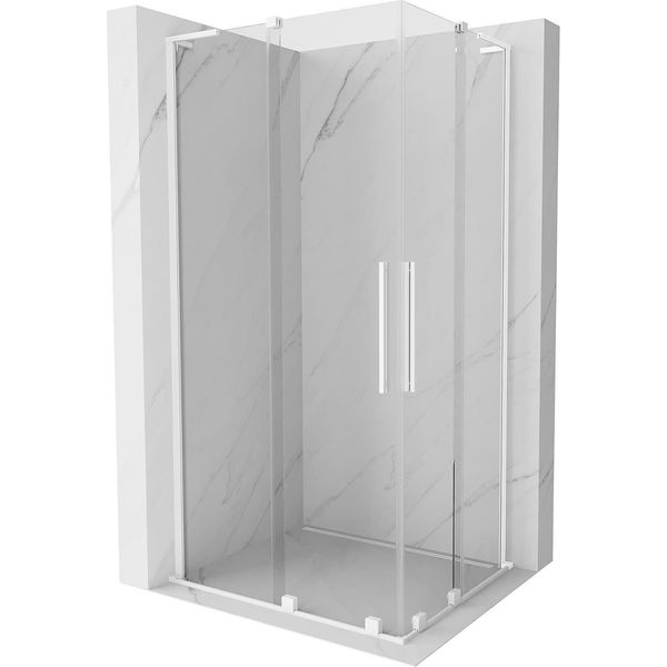 Mexen Velar L Duo Cabina Doccia Scorrevole 90 X 80 Cm, Trasparente, Bianca - 871-090-080-02-03-20-image