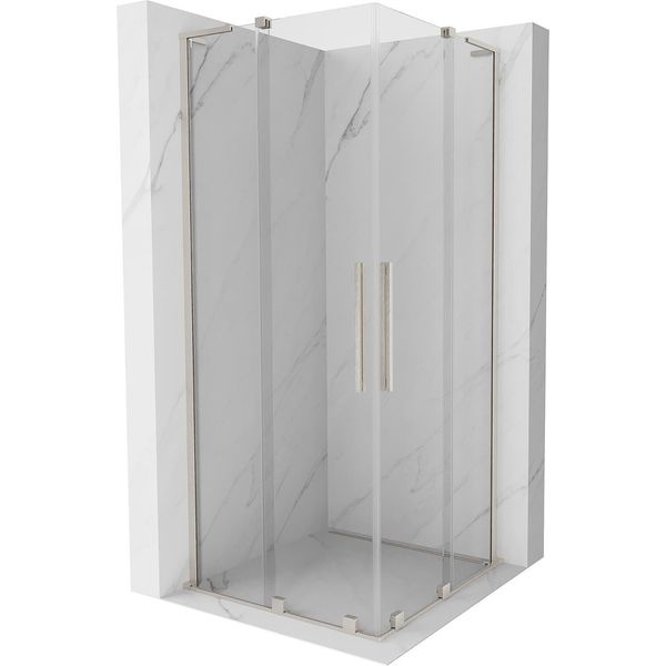 Mexen Velar L Duo Cabina Doccia Scorrevole 100 X 100 Cm, Trasparente, Nichel Spazzolato - 871-100-100-02-03-97-image