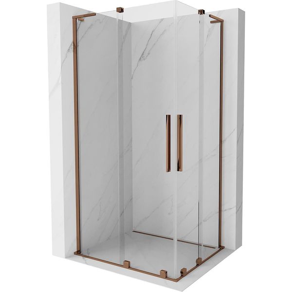 Mexen Velar L Duo Cabina Doccia Scorrevole 90 X 80 Cm, Trasparente, Oro Rosa - 871-090-080-02-03-60-image