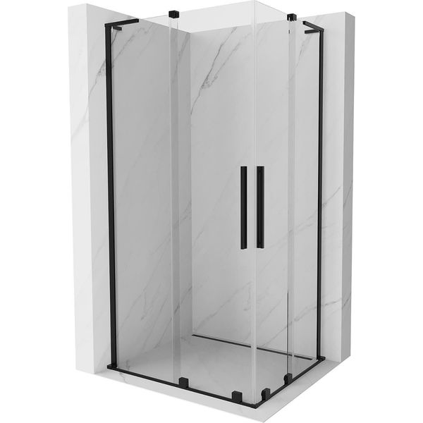 Mexen Velar L Duo Cabina Doccia Scorrevole 90 X 80 Cm, Trasparente, Nera - 871-090-080-02-03-70-image