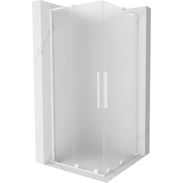 Mexen Velar L Duo Cabina Doccia Scorrevole 80 X 80 Cm, Brina, Bianca - 871-080-080-02-33-20-image