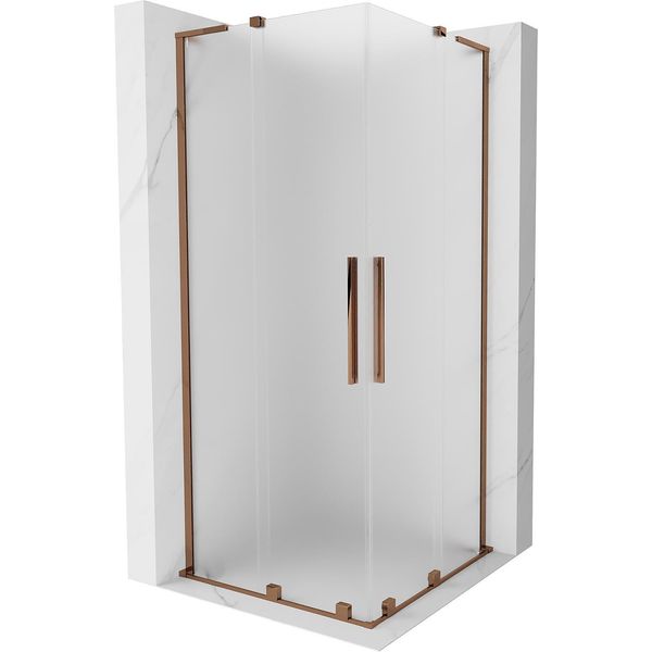 Mexen Velar L Duo Cabina Doccia Scorrevole 90 X 90 Cm, Brina, Oro Rosa - 871-090-090-02-33-60-image
