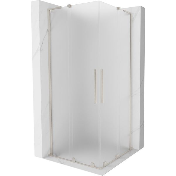Mexen Velar L Duo Cabina Doccia Scorrevole 90 X 90 Cm, Smerigliato, Nichel Spazzolato - 871-090-090-02-33-97-image