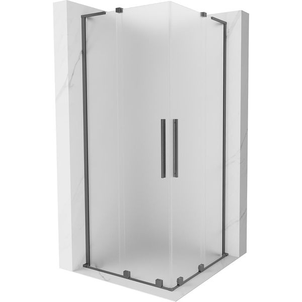 Mexen Velar L Duo Cabina Doccia Scorrevole 80 X 80 Cm, Brina, Gun Metal - 871-080-080-02-33-95-image