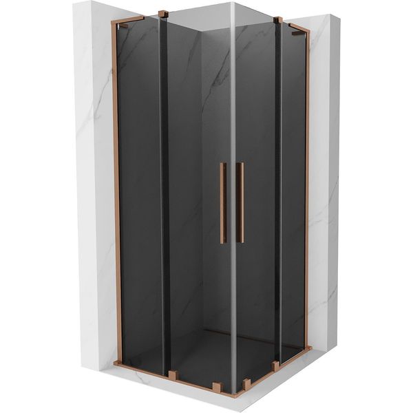 Mexen Velar L Duo Cabina Doccia Scorrevole 90 X 90 Cm, Grafite, Rame Spazzolato - 871-090-090-02-43-65-image