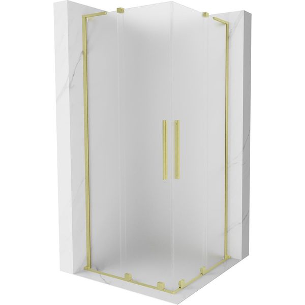 Mexen Velar L Duo Cabina Doccia Scorrevole 90 X 90 Cm, Brina, Oro Spazzolato - 871-090-090-02-33-55-image