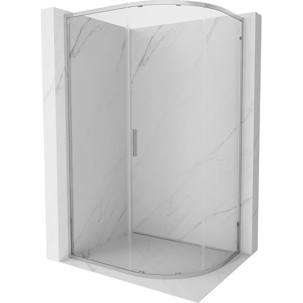 Mexen Exo Cabina Doccia Semicircolare Asimmetrica Scorrevole 100 X 90 Cm, Trasparente, Cromo - 8131-100-090-01-00-image