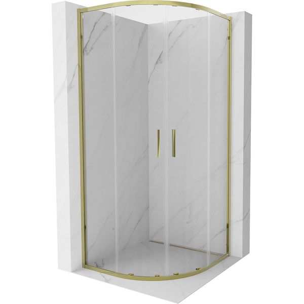Mexen Exo Cabina Doccia Semicircolare Scorrevole 90 X 90 Cm, Trasparente, Dorata - 8132-090-090-50-00-image