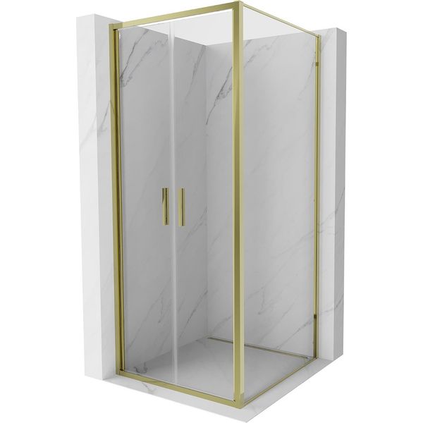 Mexen Exo Cabina Doccia A Battente 80 X 80 Cm, Trasparente, Dorata - 814-080-080-50-00-image