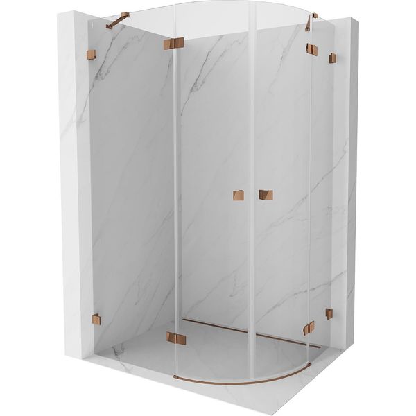 Mexen Lunar Cabina Doccia Semicircolare Basculante Sinistra 90 X 80 Cm, Trasparente, Oro Rosa - 833-090L-080P-60-00-image