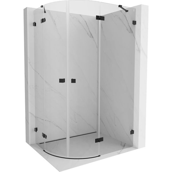 Mexen Lunar Cabina Doccia Semicircolare Battente Destra 100 X 80 Cm, Trasparente, Nera - 833-100P-080L-70-00-image