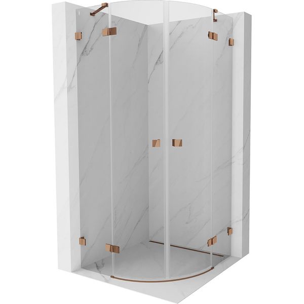 Mexen Lunar Cabina Doccia Semicircolare A Battente 70 X 70 Cm, Trasparente, Oro Rosa - 833-070L-070P-60-00-image