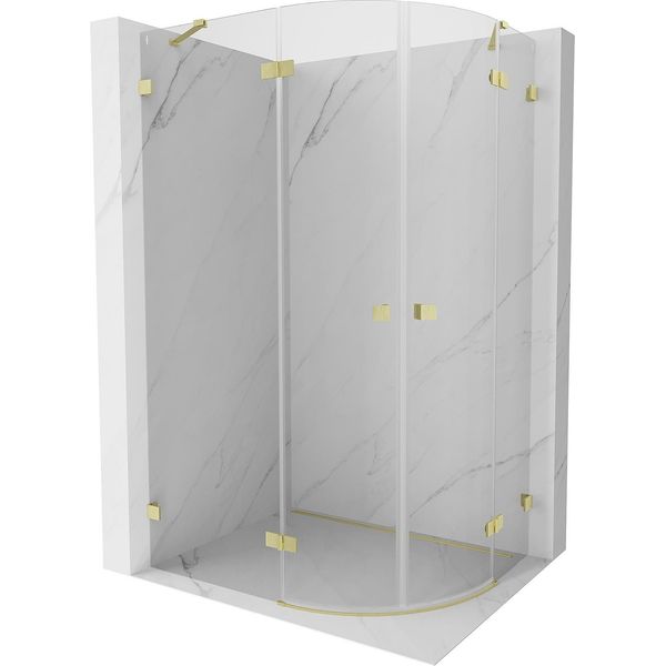Mexen Lunar Cabina Doccia Semicircolare Battente Sinistra 90 X 80 Cm, Trasparente, Oro Spazzolato - 833-090L-080P-55-00-image