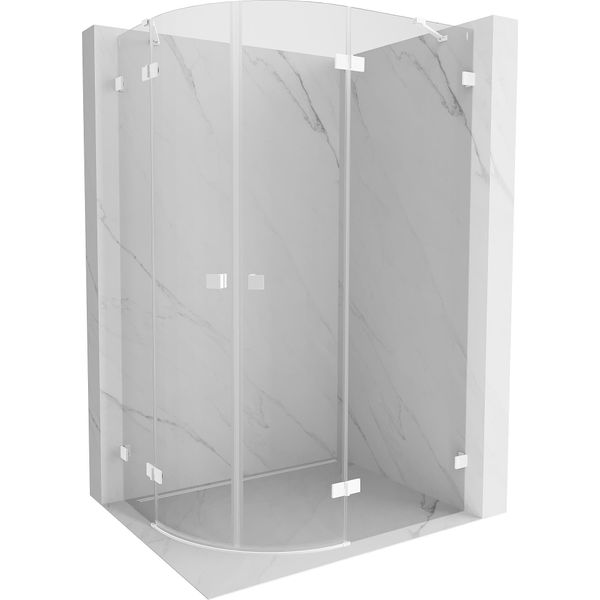 Mexen Lunar Cabina Doccia Semicircolare A Battente Destra 80 X 70 Cm, Trasparente, Bianca - 833-080P-070L-20-00-image