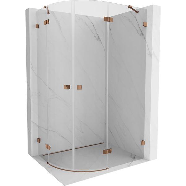 Mexen Lunar Cabina Doccia Semicircolare Apribile Destra 100 X 90 Cm, Trasparente, Oro Rosa - 833-100P-090L-60-00-image