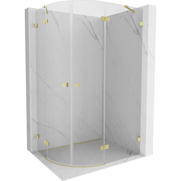 Mexen Lunar Cabina Doccia Semicircolare A Battente Destra 100 X 70 Cm, Trasparente, Oro Spazzolato - 833-100P-070L-55-00-image