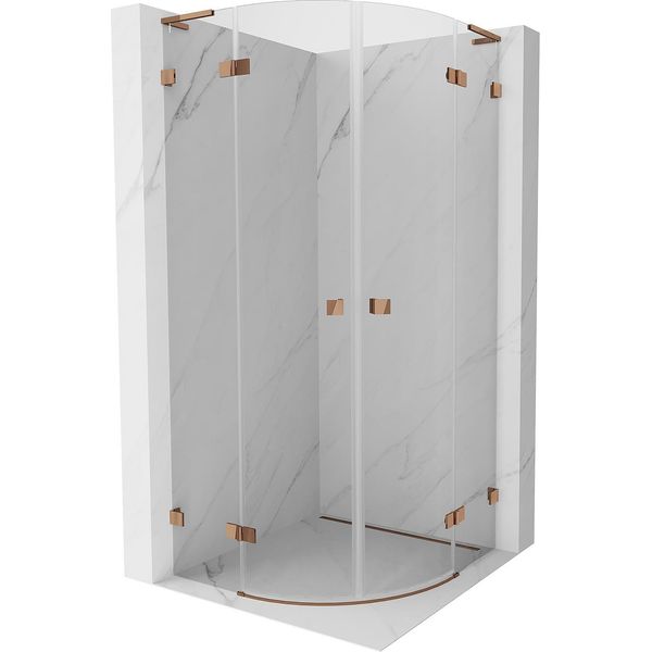 Mexen Lunar L Cabina Doccia Semicircolare Battente 100 X 100 Cm, Trasparente, Oro Rosa - 833L-100L-100P-60-00-image