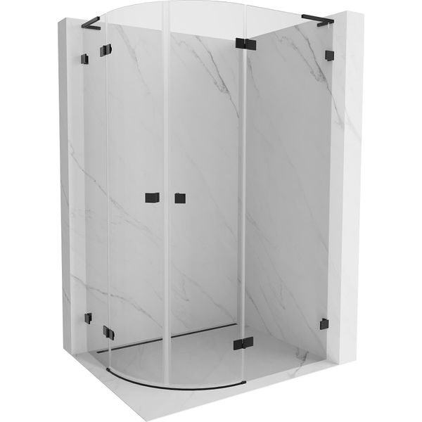 Mexen Lunar L Cabina Doccia Semicircolare Apribile Destra 100 X 90 Cm, Trasparente, Nero - 833L-100P-090L-70-00-image