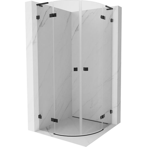 Mexen Lunar L Cabina Doccia Semicircolare Battente 100 X 100 Cm, Trasparente, Nera - 833L-100L-100P-70-00-image
