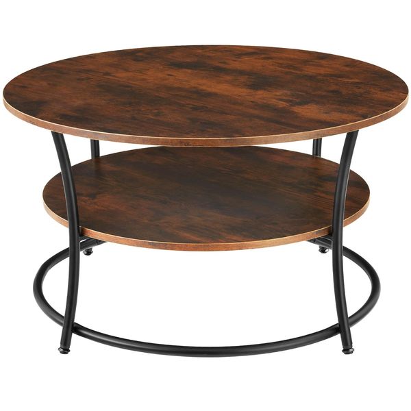 Tectake® Couchtisch, Industrial Style, Rund, Mit 2 Ablagen, 80 X 46 Cm-image