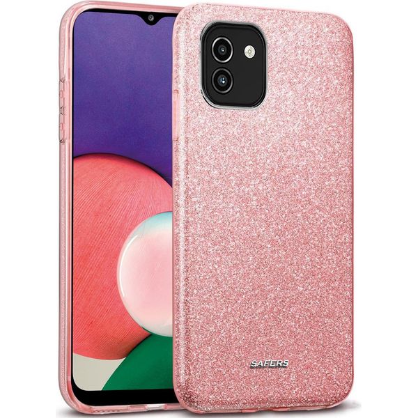 Custodia Del Telefono Cellulare Per Samsung Galaxy A03 Caso Glitter Copertura Tpu Protettiva, Oro Rosa-image