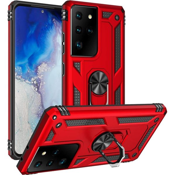 Custodia Per Cellulare Armor Shield Per Samsung Galaxy S21 Ultra Cover Custodia Per Cellulare Ibrida, Rosso-image