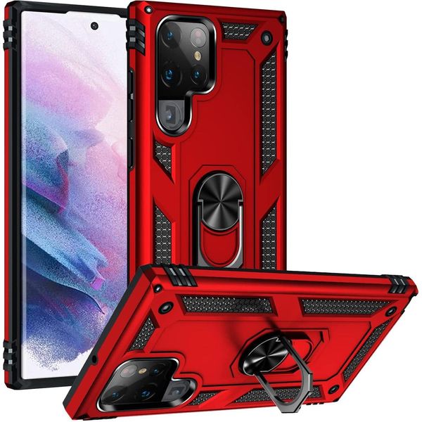Custodia Per Cellulare Armor Shield Per Samsung Galaxy S23 Ultra Cover Custodia Ibrida Per Cellulare, Rosso-image