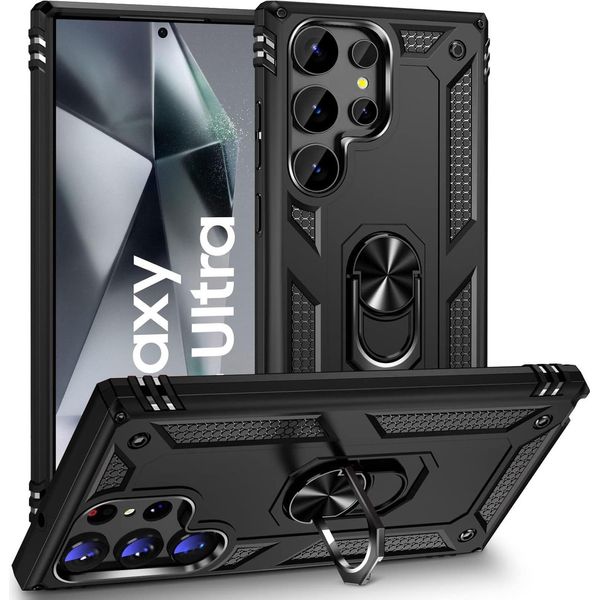 Custodia Per Cellulare Armor Shield Per Samsung Galaxy S24 Custodia Per Cellulare Ultra Cover Hybrid, Nero-image