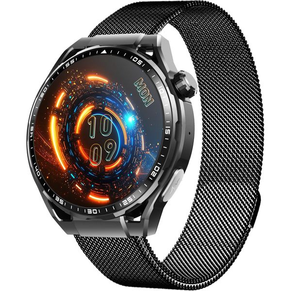 Inf Smartwatch Con Ecg, Cardiofrequenzimetro, Fitness Tracker E Molteplici Modalità Sportive Cinturino Milanese Nero-image