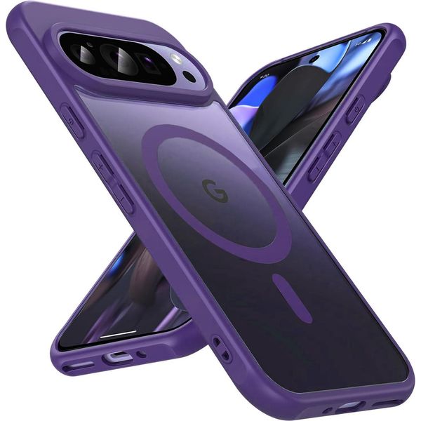 Custodia Magnetica Per Google Pixel 9 Cover Copertura Protettiva Magsafe Telaio In Tpu Antiurto Forte Anello Magnetico, Viola-image