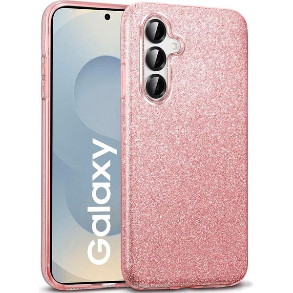 Custodia Del Telefono Cellulare Per Samsung Galaxy S25 Caso Glitter Copertura Tpu Protettiva, Oro Rosa-image