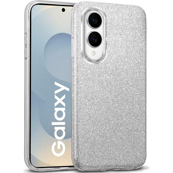 Custodia Del Telefono Cellulare Per Samsung Galaxy S25 Edge Caso Glitter Copertura Tpu Protettiva, Argento-image