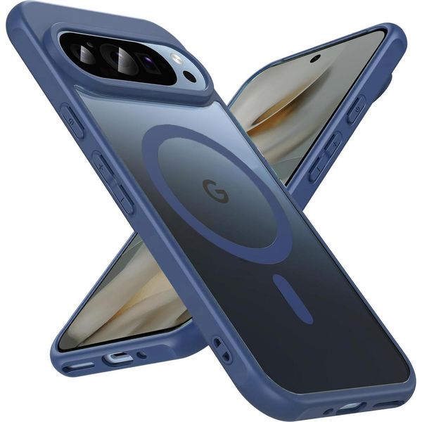 Custodia Magnetica Per Google Pixel 10 Cover Magsafe Cover Protettiva Telaio In Tpu Antiurto Forte Anello Magnetico, Blu-image