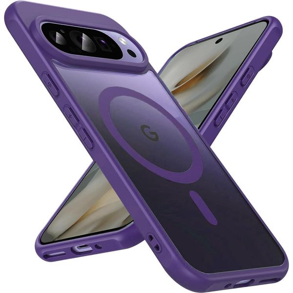 Custodia Magnetica Per Google Pixel 10 Pro Cover Magsafe Cover Protettiva Telaio Antiurto In Tpu Forte Anello Magnetico, Viola-image