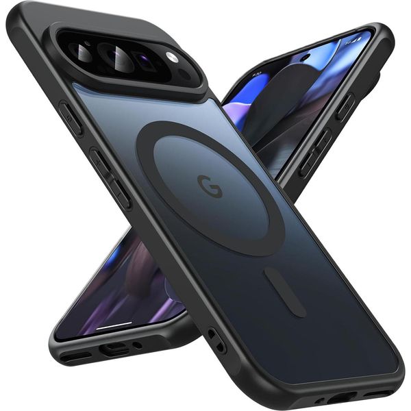 Custodia Magnetica Per Google Pixel 9 Pro Cover Magsafe Cover Protettiva Telaio In Tpu Antiurto Forte Anello Magnetico, Nero-image