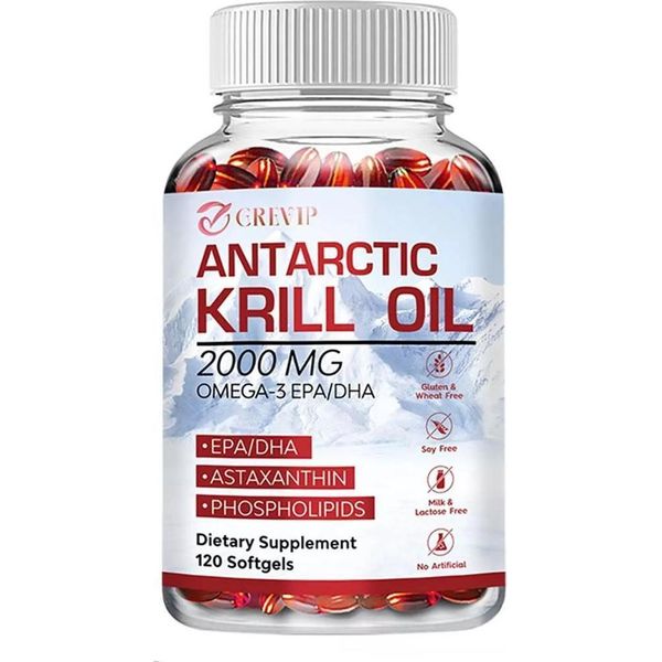 Olio Di Krill Antartico 2000Mg (120 Capsule) Integratore Alimentare, Sistema Immunitario, Cervello, Pelle, Occhi, Articolazioni, Cuore-image