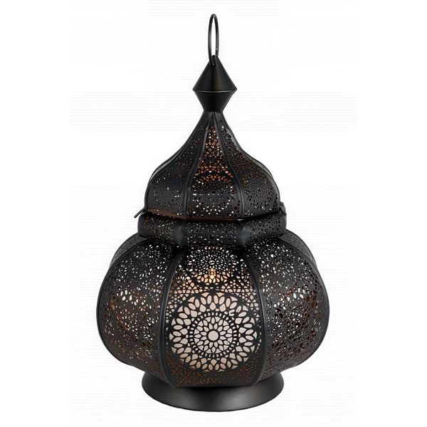 Lanterna Orientale In Metallo Marrakech Ziva Black 30Cm | Lanterna Marocchina Da Giardino | Lanterna In Metallo Per Esterni Come Lanterna Da Giardino O Per Interni Come Lanterna Da Tavolo-image