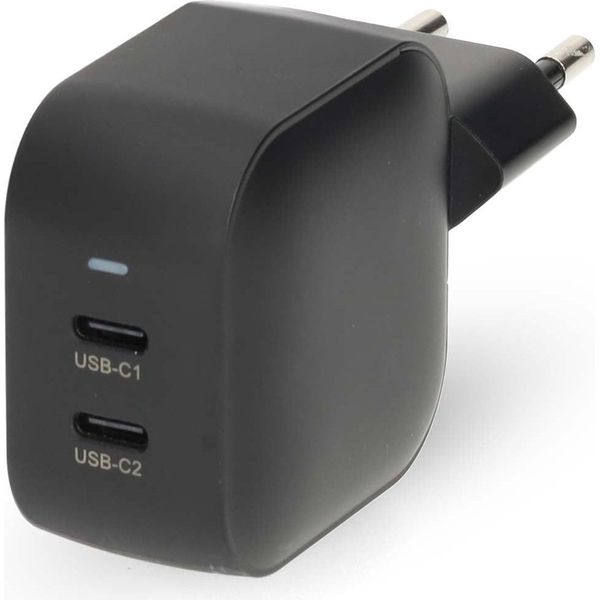 Caricabatterie Da Muro | 45 W | Gan | PD3.0 | Funzione Di Ricarica Rapida | 2,25 / 3,0 A | Numero Di Uscite: 2 | 2X USB-C™ | Selezione Automatica Della Tensione | Nero-image