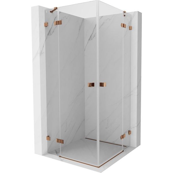 Mexen Lunar Duo Cabina Doccia Battente 85 X 85 Cm, Trasparente, Oro Rosa - 834-085L-085P-60-00-image
